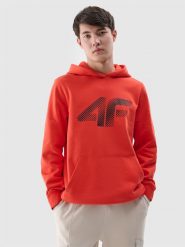 4F Bluza dresowa nierozpinana z kapturem męska - czerwona S. Czerwone bluzy sportowe męskie 4F, m, bez wzorów, z bawełny, z kapturem. W wyprzedaży za 129.99 zł.