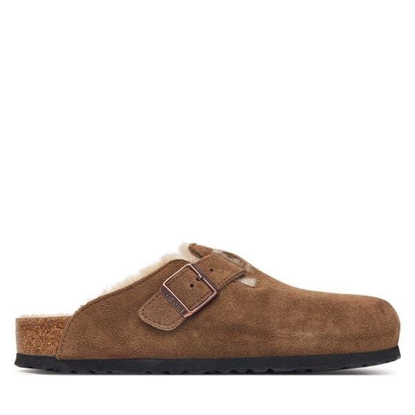 Klapki Birkenstock. Brązowe klapki męskie Birkenstock, bez wzorów, bez zapięcia. Za 854.99 zł.