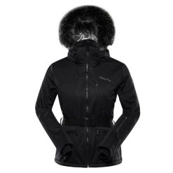 Kurtka damska narciarska softshell Alpine Pro Dowela. Czarne kurtki sportowe damskie Alpine Pro, na zimę, l, bez wzorów, z materiału, bez ramiączek, bez kaptura, narciarskie. Za 729.00 zł.
