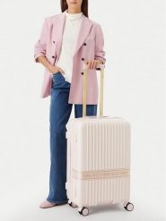 Nine West Walizka średnia CEO-NW-M-003-10 Różowy jasny. Czerwone walizki damskie Nine West, bez wzorów, z tworzywa sztucznego, średnie. Za 359.99 zł.