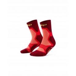 Skarpety kompresyjne do połowy łydki z amortyzującą wyściółką unisex CEP. Czerwone skarpetki damskie CEP, bez wzorów, z elastanu. Za 79.00 zł.
