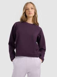 4F Bluza dresowa nierozpinana bez kaptura damska - fioletowa M. Fioletowe bluzy damskie 4F, m, bez wzorów, z dresówki, bez ramiączek, bez kaptura. W wyprzedaży za 79.99 zł.