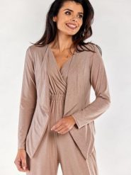 Żakiet Model A559 Beige - awama. Brązowe marynarki i żakiety damskie Awama, bez wzorów, z elastanu, bez kołnierzyka, bez ramiączek. Za 256.23 zł.