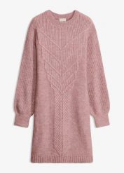 Sukienka dzianinowa. Czerwone sukienki damskie bonprix, bez wzorów, z dzianiny, bez kołnierzyka, bez ramiączek, oversize. Za 169.99 zł.