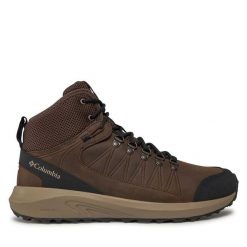 Trekkingi Columbia. Brązowe botki męskie Columbia, bez wzorów, sportowe, bez obcasa, bez zapięcia. Za 409.99 zł.