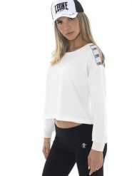 Bluza lekki z ściągacze na co dzień na siłownię. Białe bluzy damskie LEONE 1947 APPAREL, m, bez wzorów, bez ramiączek, bez kaptura. Za 273.65 zł.