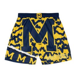 Szorty uniwersytet Michigan Wolverines NCAA Jumbotron 2.0 Sublimated. Niebieskie szorty męskie Mitchell & Ness, bez wzorów. Za 316.00 zł.