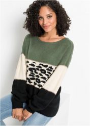 Sweter oversize. Czarne swetry nierozpinane damskie bonprix, bez wzorów, bez kołnierzyka, bez ramiączek. Za 104.99 zł.