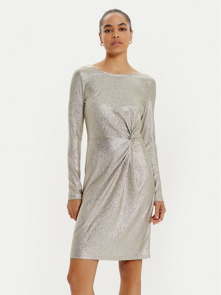 OUI Sukienka koktajlowa 88935 Złoty Slim Fit. Żółte sukienki damskie Oui, bez wzorów, z syntetyku, wizytowe, bez kołnierzyka, bez ramiączek. Za 399.99 zł.