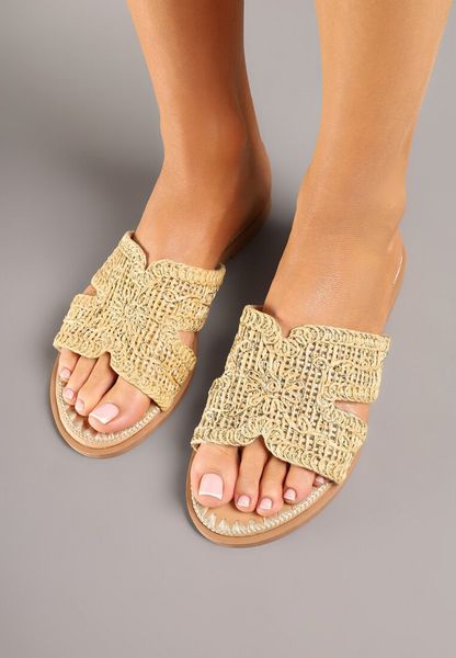 Beżowe Klapki Vices z Plecioną Cholewką Kovessa. Brązowe klapki damskie Born2be, na lato, bez wzorów, z jeansu, boho, bez obcasa, na płaskiej podeszwie, bez zapięcia. Za 79.99 zł.