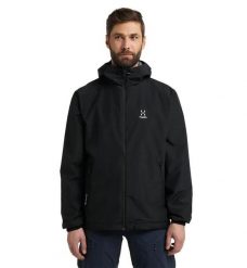 HAGLOFS Kurtka męska BETULA GTX JACKET MEN True Black2-S. Czarne kurtki męskie Haglöfs, l, bez wzorów, z gore-texu, biznesowe, bez kaptura. Za 678.20 zł.