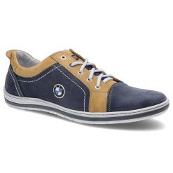 Półbuty męskie Avanti, sznurowany fason niska cholewka łączone materiały elastyczna lekka podeszwa wygodne dopasowanie, niebiesko-żółte, 422-07. Niebieskie półbuty męskie Avanti, bez wzorów, ze skóry, bez obcasa, bez zapięcia. Za 159.00 zł.
