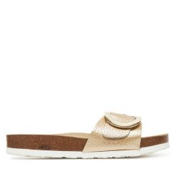 Klapki Josef Seibel. Żółte klapki damskie Josef Seibel, bez wzorów, bez obcasa, bez zapięcia. Za 259.99 zł.
