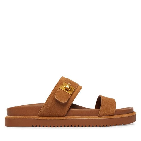 Klapki Steve Madden. Brązowe klapki damskie Steve Madden, bez wzorów, bez obcasa, bez zapięcia. Za 431.99 zł.