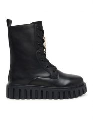 Patrizia Pepe Trzewiki PPJ981.31 Czarny. Czarne botki damskie Patrizia Pepe, bez wzorów, ze skóry, bez obcasa, na płaskiej podeszwie, bez zapięcia. Za 679.99 zł.