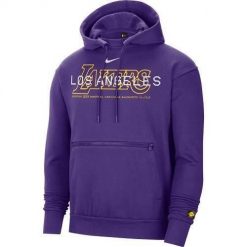 Bluza sportowa męska Nike Lakers Courtside. Fioletowe bluzy sportowe męskie Nike, l, bez wzorów, z kapturem. Za 462.00 zł.