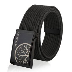 Pasek parciany BETLEWSKI PRC-01_CZ-3 L czarny. Czarne paski męskie Betlewski, z materiału. Za 34.99 zł.