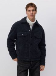 Kurtka sherpa - ciemnoszary. Szare kurtki męskie Reserved, l, bez wzorów, bez kaptura. W wyprzedaży za 79.99 zł.