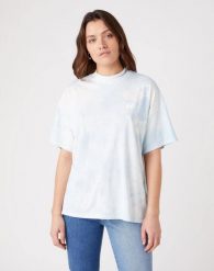 DAMSKI T-SHIRT WRANGLER HIGH NECK GIRLFRIEND BLUE TIE DYE W7Q9-GH-B27 112132090. Niebieskie t-shirty damskie Wrangler, s, bez wzorów, bez kołnierzyka, bez ramiączek. Za 69.99 zł.