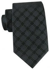 Męski Krawat - Antracytowy, Regularny Wzór - Angelo di Monti. Szare krawaty i muchy Angelo di Monti, bez wzorów, z tkaniny, eleganckie. Za 49.99 zł.