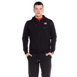 Bluza z bawełna z kaptur na siłownia na czas wolny. Czarne bluzy męskie LEONE 1947 APPAREL, bez wzorów, z bawełny, bez kaptura, na fitness i siłownię. Za 151.56 zł.