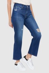 7 FOR ALL MANKIND Granatowe jeansy z rozszerzoną nogawką Riley Ankle Boot. Niebieskie jeansy damskie 7 for all mankind, bez wzorów, z bawełny. W wyprzedaży za 599.99 zł.