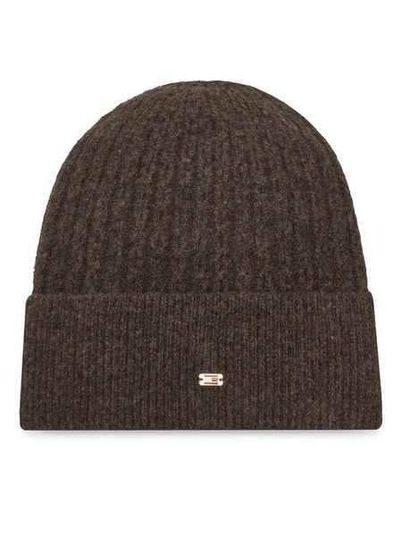 Tommy Hilfiger Czapka Th Cable Enamel Flag AW0AW17776 Brązowy. Brązowe czapki damskie Tommy Hilfiger, na zimę, bez wzorów, z nylonu. Za 159.99 zł.