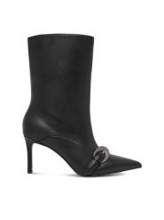 Eva Minge Botki EO-LT9592-105 Czarny. Czarne botki damskie Eva Minge, bez wzorów, ze skóry, bez obcasa, na szpilce, bez zapięcia. Za 579.99 zł.
