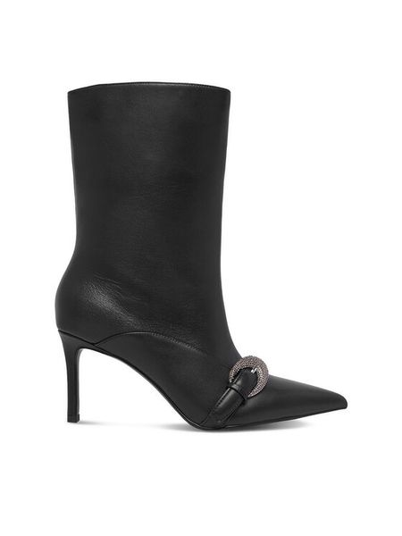 Eva Minge Botki EO-LT9592-105 Czarny. Czarne botki damskie Eva Minge, bez wzorów, ze skóry, bez obcasa, na szpilce, bez zapięcia. Za 579.99 zł.