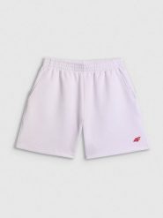 4F Spodenki dresowe damskie - białe L. Białe szorty damskie 4F, bez wzorów, z dresówki, sportowe. Za 129.99 zł.