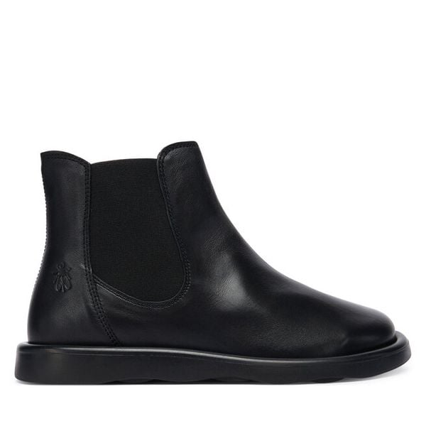 Sztyblety Fly London. Czarne botki damskie Fly London, bez wzorów, bez obcasa, na płaskiej podeszwie, bez zapięcia. Za 359.99 zł.