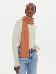Calvin Klein Szalik Embroidery Fine K60K612601 Brązowy. Brązowe rękawiczki damskie Calvin Klein, bez wzorów, z bawełny. Za 299.99 zł.