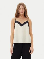 Vero Moda Top Denise 10329790 Beżowy Regular Fit. Brązowe topy damskie Vero Moda, s, bez wzorów, z wiskozy, bez kołnierzyka, bez ramiączek. Za 119.99 zł.