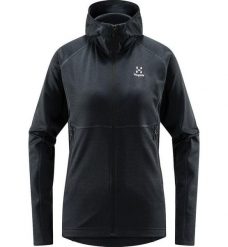HAGLOFS Bluza damska SKUTA HOOD WOMEN True Black-M. Czarne bluzy damskie Haglöfs, m, bez wzorów, z materiału, sportowe, bez ramiączek, z kapturem. Za 230.90 zł.