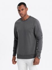 Bluza męska bez kaptura BASIC - grafitowa V10 - Rozmiar: S. Szare bluzy męskie Ombre Clothing, m, bez wzorów, z bawełny, bez ramiączek, bez kaptura. W wyprzedaży za 39.99 zł.