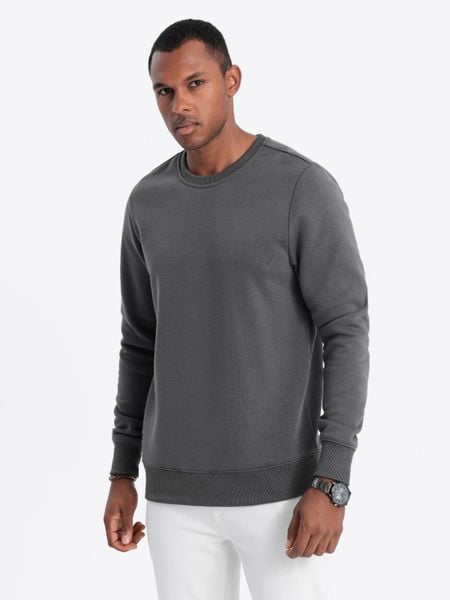 Bluza męska bez kaptura BASIC - grafitowa V10 - Rozmiar: S. Szare bluzy męskie Ombre Clothing, m, bez wzorów, z bawełny, bez ramiączek, bez kaptura. W wyprzedaży za 39.99 zł.