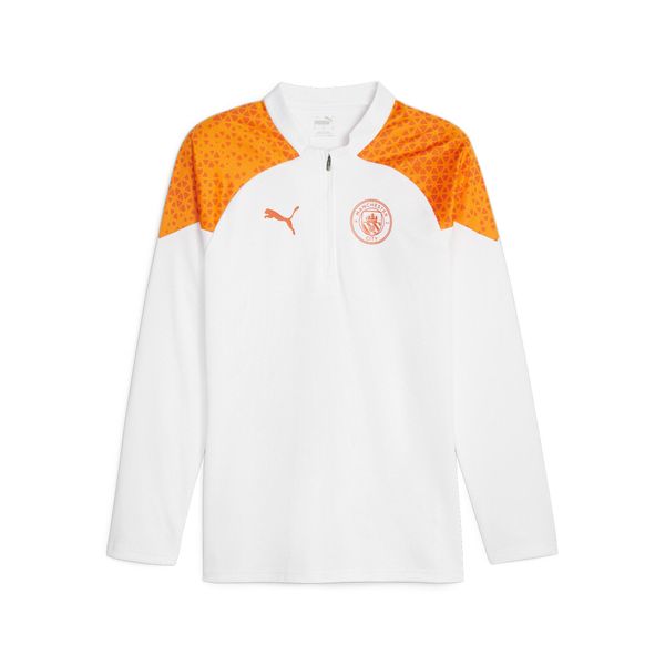 Top treningowy Manchester City 2023/24. Białe bluzy męskie Puma, l, bez wzorów, sportowe, bez ramiączek, bez kaptura. W wyprzedaży za 255.05 zł.