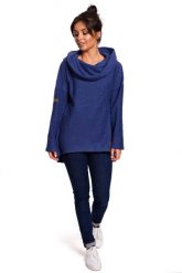 Indygo Asymetryczna Bluza Oversize z Kapturem. Czarne bluzy damskie MOE, l, bez wzorów, z bawełny, bez ramiączek, z kapturem. Za 253.90 zł.