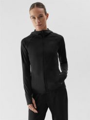 4F Bluza treningowa z materiałów z recyklingu damska S. Czarne bluzy damskie 4F, s, bez wzorów, z dzianiny, bez ramiączek, bez kaptura. Za 229.99 zł.