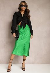 Zielona Długa Spódnica Casualowa z Gumką w Talii Grelvia. Zielone spódnice damskie Renee, l, bez wzorów, eleganckie, maxi. Za 84.99 zł.