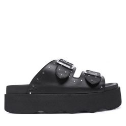 Klapki Scholl. Czarne klapki damskie Scholl, bez wzorów, bez obcasa, bez zapięcia. Za 369.99 zł.