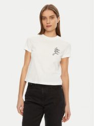 Calvin Klein Jeans T-Shirt Script Institutional J20J224984 Biały Slim Fit. Białe t-shirty damskie Calvin Klein Jeans, l, bez wzorów, z bawełny, bez kołnierzyka, bez ramiączek. Za 99.99 zł.