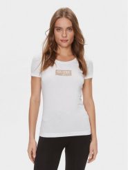 Guess T-Shirt W4RI33 J1314 Biały Slim Fit. Białe t-shirty damskie Guess, m, z aplikacjami, z bawełny, bez kołnierzyka, bez ramiączek. Za 99.99 zł.