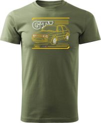 Topslang Koszulka z samochodem VW Golf 2 II męska khaki REGULAR L. Brązowe swetry męskie Topslang, l, bez wzorów, bez kołnierzyka, bez ramiączek. Za 99.90 zł.