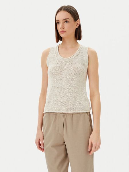 Marc O'Polo Top 503 5136 63029 Beżowy Slim Fit. Brązowe topy damskie Marc O'Polo, xs, bez wzorów, z syntetyku, bez kołnierzyka, bez ramiączek. Za 279.99 zł.