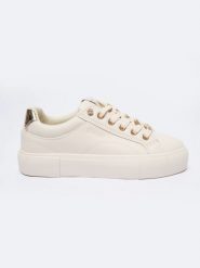 Sneakersy damskie ze skóry ekologicznej beżowe NN274210 801. Brązowe obuwie sportowe damskie BIG STAR, bez wzorów, ze skóry ekologicznej, bez zapięcia, trekkingowe. Za 159.99 zł.