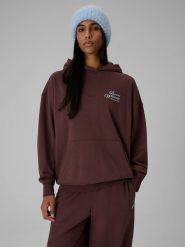 4F Bluza dresowa loose z kapturem damska - brązowa XS. Brązowe bluzy damskie 4F, xs, bez wzorów, z dresówki, klasyczne, bez ramiączek, z kapturem. Za 189.99 zł.