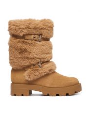 Guess Botki FLFYAF FUR10 Brązowy. Brązowe botki damskie Guess, z aplikacjami, ze skóry, bez obcasa, na płaskiej podeszwie, bez zapięcia. Za 764.99 zł.