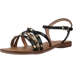 Sandały GEOX D MADDALUSIAC Czarny. Czarne sandały damskie Geox, bez wzorów, ze skóry, bez obcasa, bez zapięcia. Za 298.99 zł.