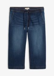 Jeansy 3/4 ze stretchem, z gumką w talii, regular fit. Niebieskie jeansy męskie bonprix, z jeansu. Za 47.99 zł.